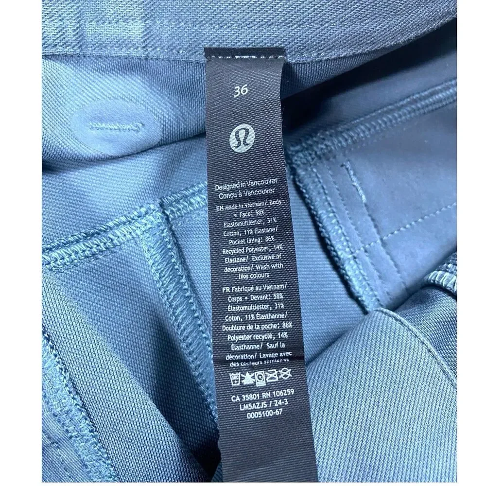 Lululemon ABC Slim-Fit Trouser Stretch Cotton VersaTwill Rover Gray Size 36X 30